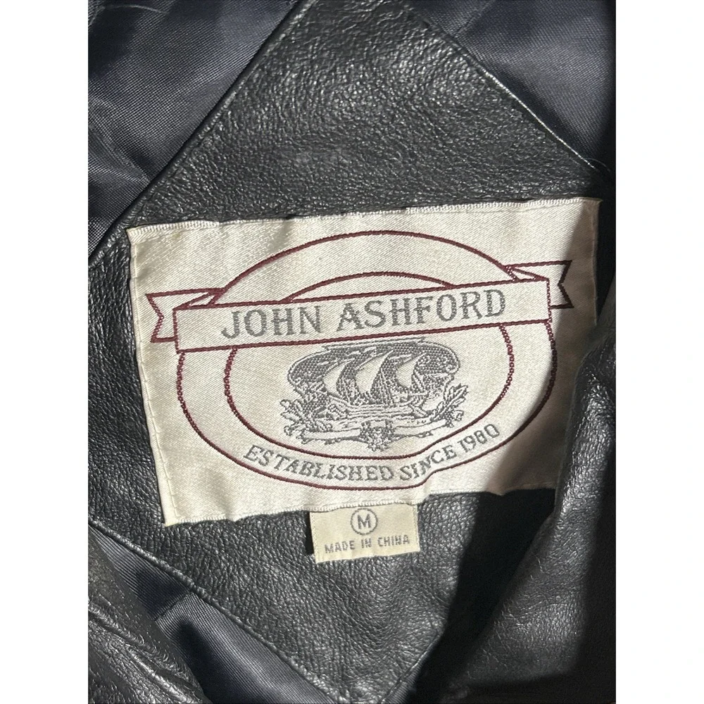 Vintage John Ashford Leather Jacket Men's Size Medium Black Casual
